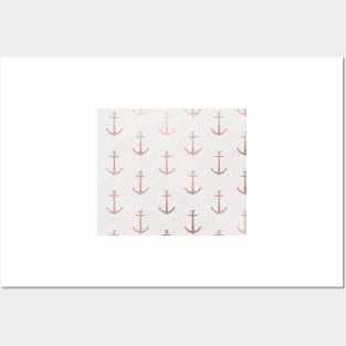 Marble & rose gold anchor design Posters and Art
